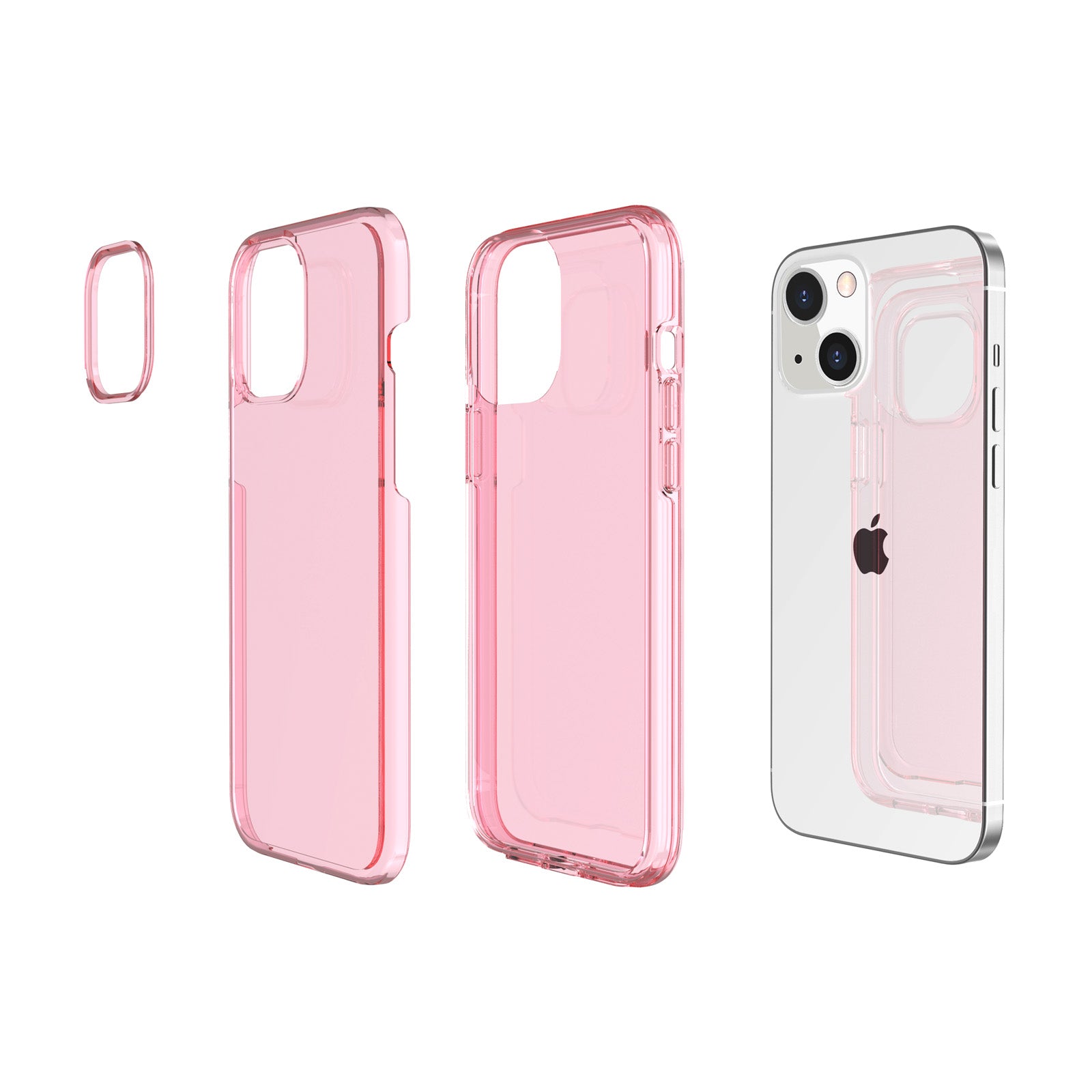 Transparent Phone Case for iPhone 15 , Hard PC + Soft TPU Case Anti-scratch Hybrid Cover - Transparent Pink Transparent Phone Case for iPhone 15 , Hard PC + Soft TPU Case Anti-scratch Hybrid Cover - Transparent Pink